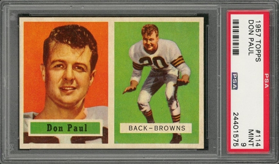 1957 Topps Football #114 Don Paul – PSA MINT 9